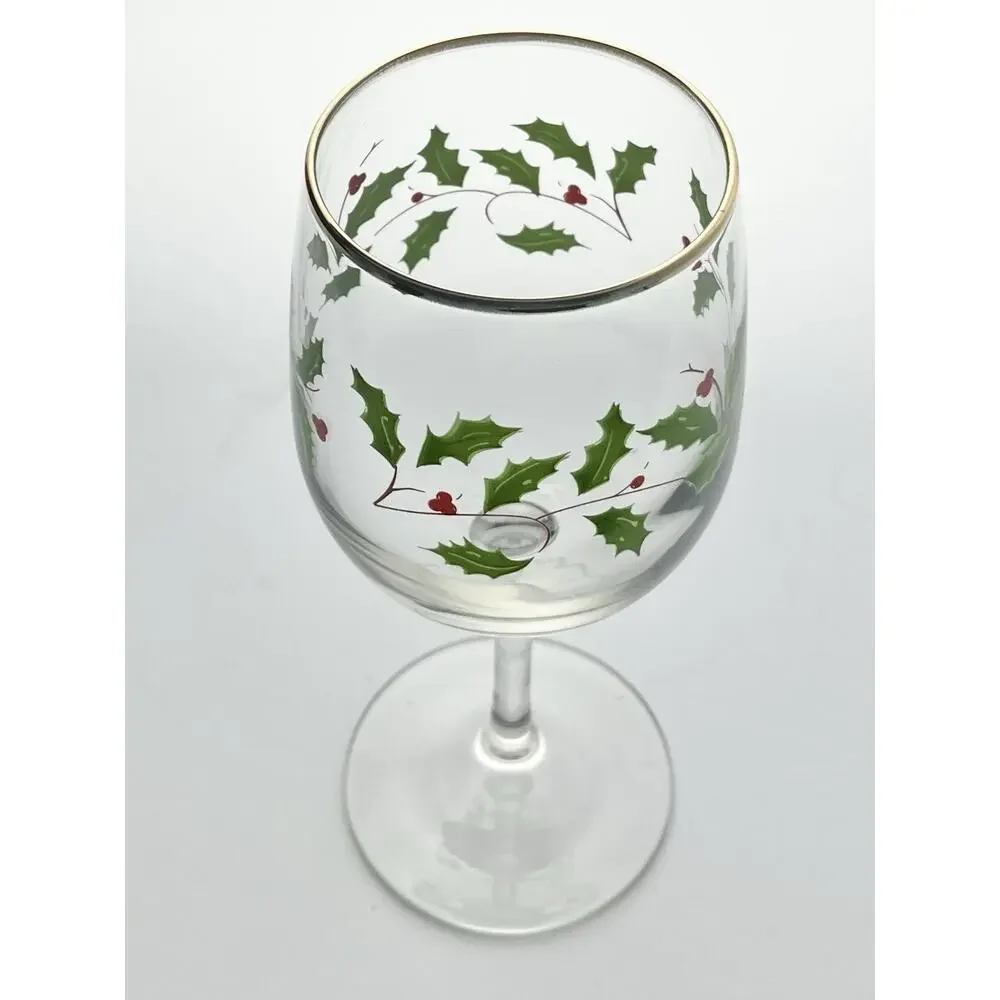 Lenox “Holiday” 12 Wine Water All Purpose Glasses 7 1/2” 10oz Christmas Holly